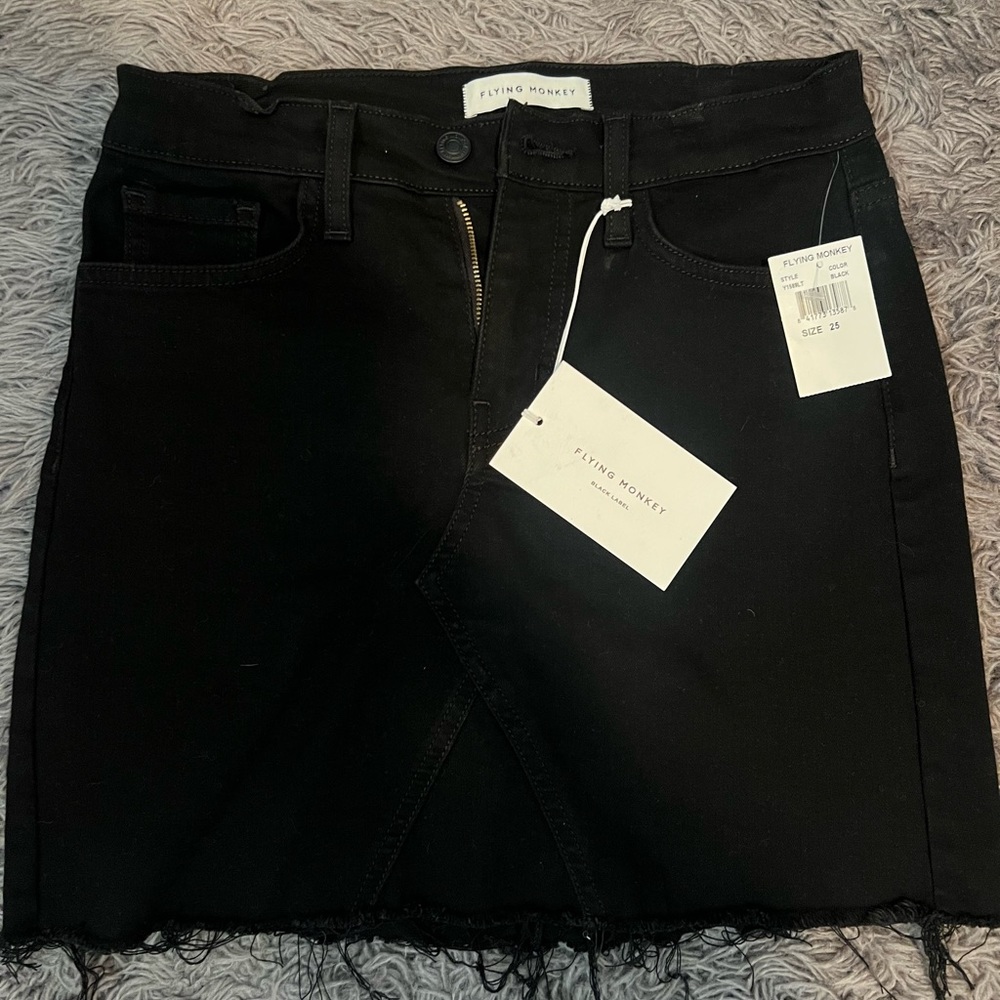 Flying Monkey Black Jean Skirt